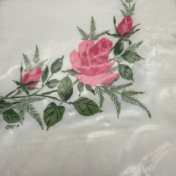 Vtg Hallmark Beverage Ensemble Coasters & Napkins Set Pink Rose Floral NIB - Picture 4 of 10